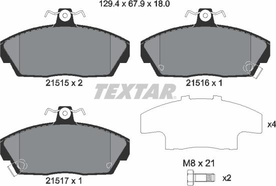 Textar 2151503 - Bremžu uzliku kompl., Disku bremzes ps1.lv