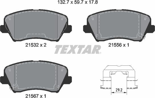 Textar 2153201 - Bremžu uzliku kompl., Disku bremzes ps1.lv