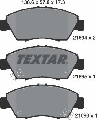 Textar 2169401 - Bremžu uzliku kompl., Disku bremzes ps1.lv