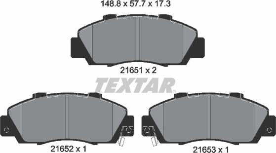 Textar 2165101 - Bremžu uzliku kompl., Disku bremzes ps1.lv