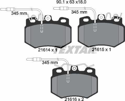 Textar 2161403 - Bremžu uzliku kompl., Disku bremzes ps1.lv