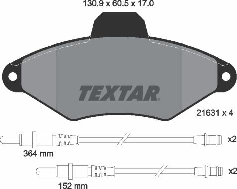 Textar 2163102 - Bremžu uzliku kompl., Disku bremzes ps1.lv