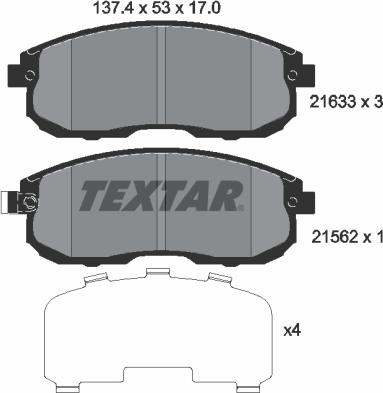 Textar 2163301 - Bremžu uzliku kompl., Disku bremzes ps1.lv