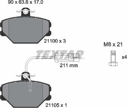 Textar 2110005 - Bremžu uzliku kompl., Disku bremzes ps1.lv