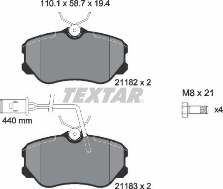 Textar 2118204 - Bremžu uzliku kompl., Disku bremzes ps1.lv