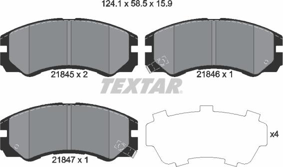 Textar 2184501 - Bremžu uzliku kompl., Disku bremzes ps1.lv