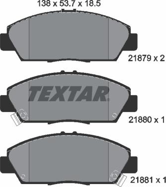 Textar 2187901 - Bremžu uzliku kompl., Disku bremzes ps1.lv