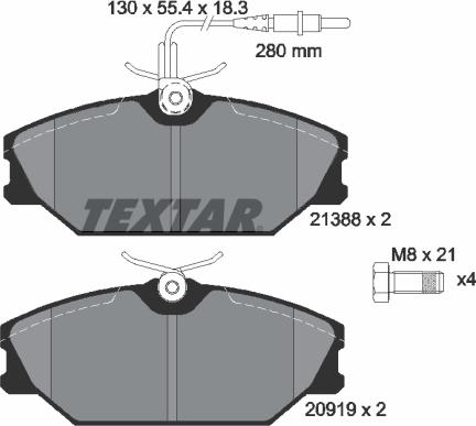 Textar 2138802 - Bremžu uzliku kompl., Disku bremzes ps1.lv