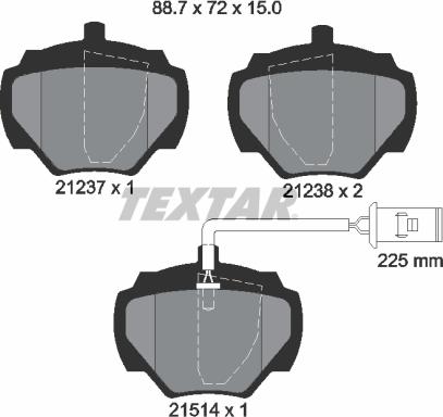 Textar 2123701 - Bremžu uzliku kompl., Disku bremzes ps1.lv