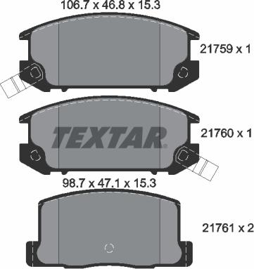 Textar 2175901 - Bremžu uzliku kompl., Disku bremzes ps1.lv