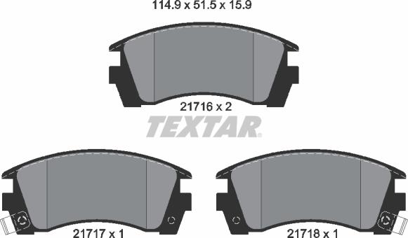 Textar 2171602 - Bremžu uzliku kompl., Disku bremzes ps1.lv