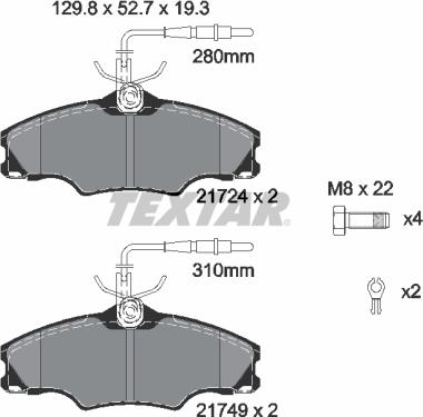 Textar 2172402 - Bremžu uzliku kompl., Disku bremzes ps1.lv