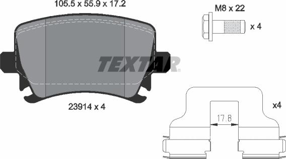 Textar 2391481 - Bremžu uzliku kompl., Disku bremzes ps1.lv