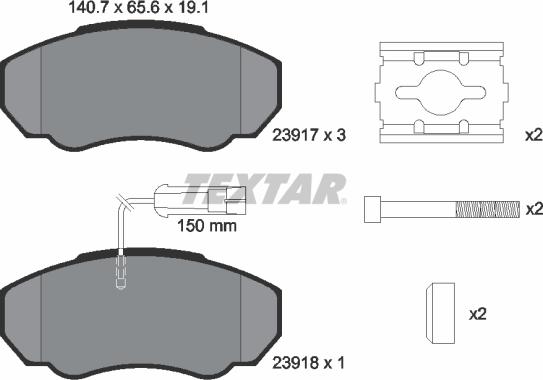 Textar 2391701 - Bremžu uzliku kompl., Disku bremzes ps1.lv