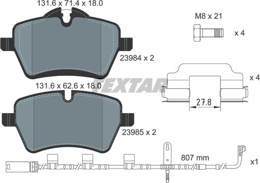 Textar 2398407 - Bremžu uzliku kompl., Disku bremzes ps1.lv