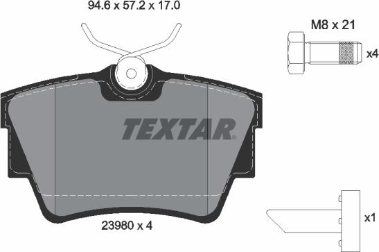 Textar 2398001 - Bremžu uzliku kompl., Disku bremzes ps1.lv