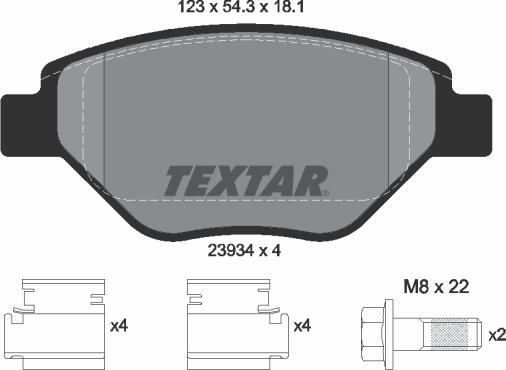 Textar 2393401 - Bremžu uzliku kompl., Disku bremzes ps1.lv