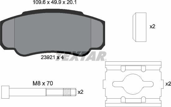 Textar 2392101 - Bremžu uzliku kompl., Disku bremzes ps1.lv