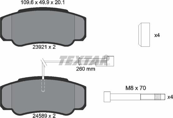 Textar 2392103 - Bremžu uzliku kompl., Disku bremzes ps1.lv