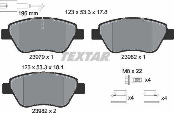 Textar 2397901 - Bremžu uzliku kompl., Disku bremzes ps1.lv