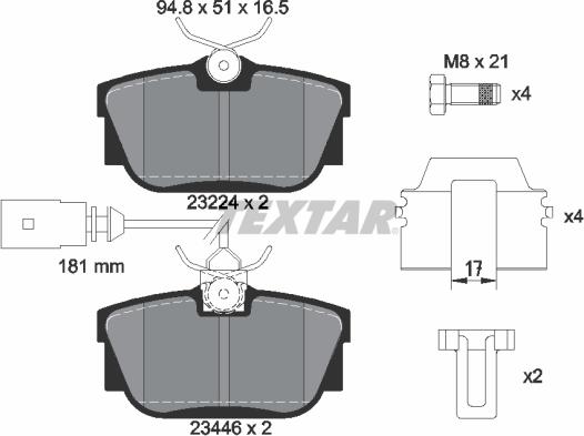 Textar 2344605 - Bremžu uzliku kompl., Disku bremzes ps1.lv