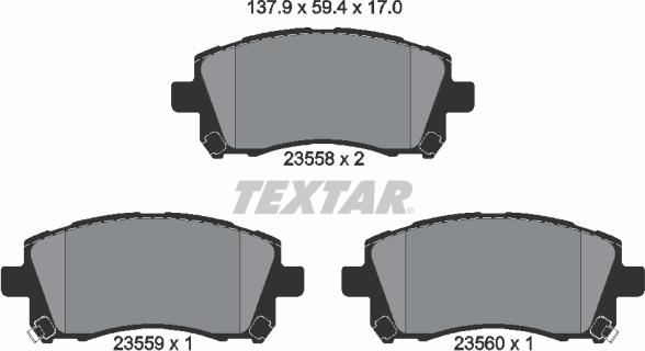 Textar 2355802 - Bremžu uzliku kompl., Disku bremzes ps1.lv