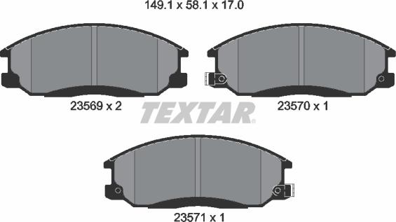 Textar 2356901 - Bremžu uzliku kompl., Disku bremzes ps1.lv