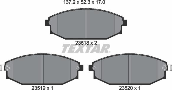 Textar 2351801 - Bremžu uzliku kompl., Disku bremzes ps1.lv