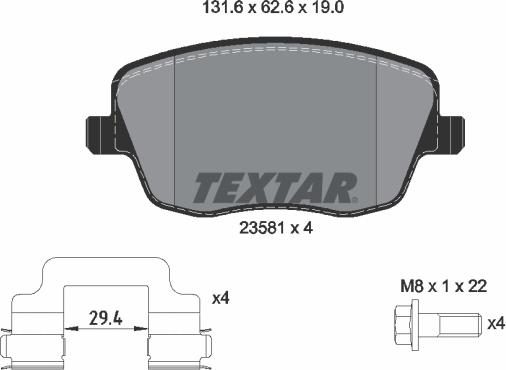 Textar 2358101 - Bremžu uzliku kompl., Disku bremzes ps1.lv