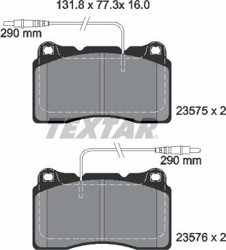 Textar 2357501 - Bremžu uzliku kompl., Disku bremzes ps1.lv