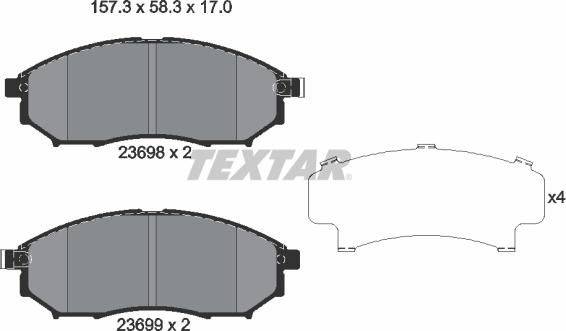 Textar 2369803 - Bremžu uzliku kompl., Disku bremzes ps1.lv