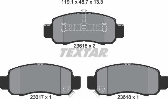 Textar 2361601 - Bremžu uzliku kompl., Disku bremzes ps1.lv