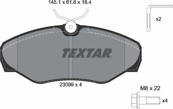 Textar 2309902 - Bremžu uzliku kompl., Disku bremzes ps1.lv