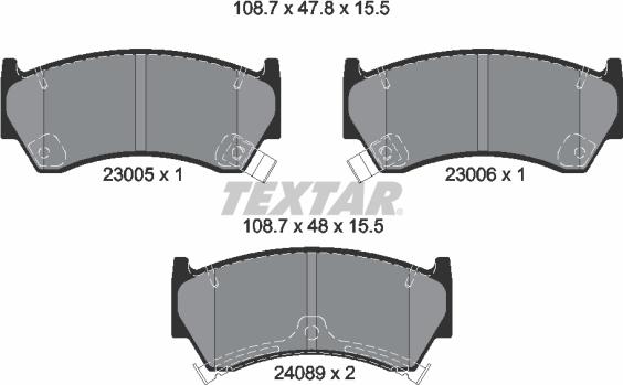 Textar 2300501 - Bremžu uzliku kompl., Disku bremzes ps1.lv