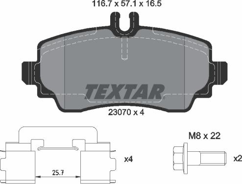 Textar 2307004 - Bremžu uzliku kompl., Disku bremzes ps1.lv