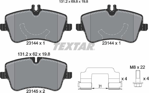 Textar 2314401 - Bremžu uzliku kompl., Disku bremzes ps1.lv