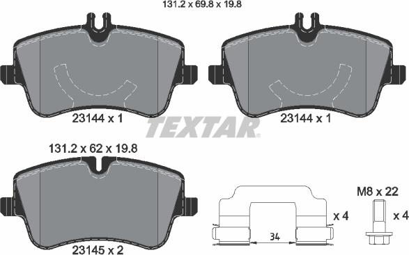 Textar 2314402 - Bremžu uzliku kompl., Disku bremzes ps1.lv