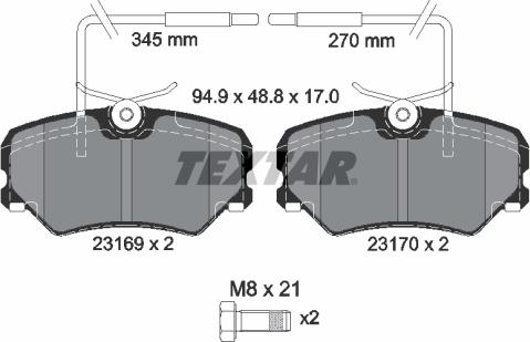 Textar 2316901 - Bremžu uzliku kompl., Disku bremzes ps1.lv