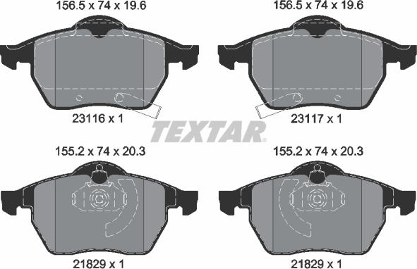 Textar 2311602 - Bremžu uzliku kompl., Disku bremzes ps1.lv