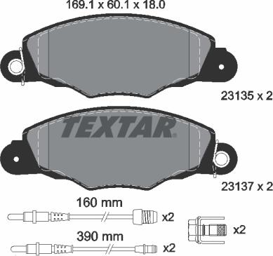 Textar 2313503 - Bremžu uzliku kompl., Disku bremzes ps1.lv