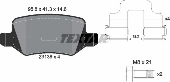 Textar 2313805 - Bremžu uzliku kompl., Disku bremzes ps1.lv