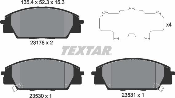 Textar 2317801 - Bremžu uzliku kompl., Disku bremzes ps1.lv