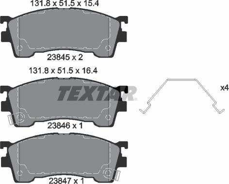 Textar 2384504 - Bremžu uzliku kompl., Disku bremzes ps1.lv