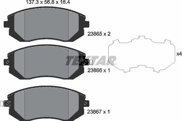 Textar 2386501 - Bremžu uzliku kompl., Disku bremzes ps1.lv