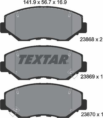 Textar 2386801 - Bremžu uzliku kompl., Disku bremzes ps1.lv