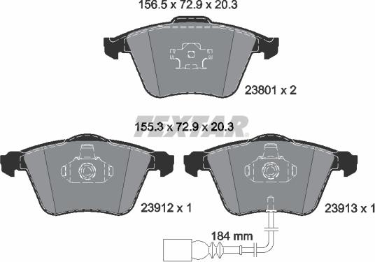 Textar 2380101 - Bremžu uzliku kompl., Disku bremzes ps1.lv