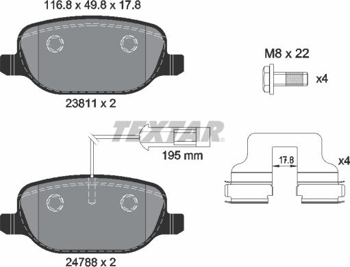 Textar 2381101 - Bremžu uzliku kompl., Disku bremzes ps1.lv