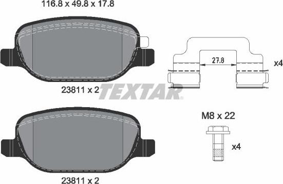 Textar 2381103 - Bremžu uzliku kompl., Disku bremzes ps1.lv