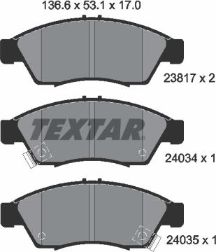 Textar 2381701 - Bremžu uzliku kompl., Disku bremzes ps1.lv