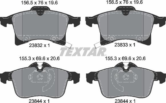 Textar 2383281 - Bremžu uzliku kompl., Disku bremzes ps1.lv